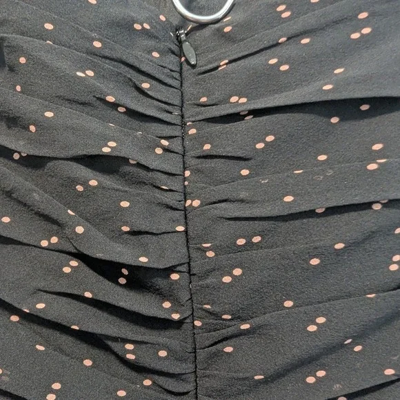 VTG Y2K Kay Unger Black Polka Dot Ruched Strapless Dress Silk Chiffon Tiered 12 - Picture 4 of 9